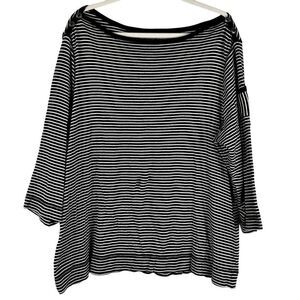 Westbound Stripe Boatneck Sleeve Pocket Blouse 2X